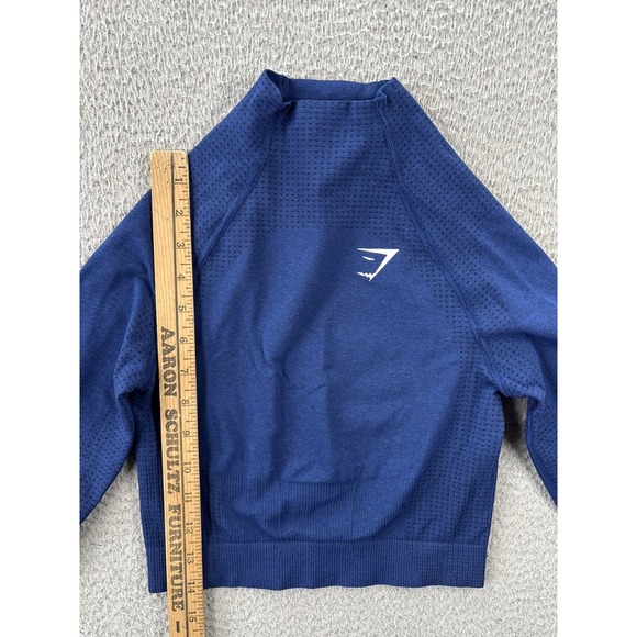 Gymshark Adapt Crop Top Womens Small Blue Mock Neck Seamless Long Sleeve - Picture 4 of 9